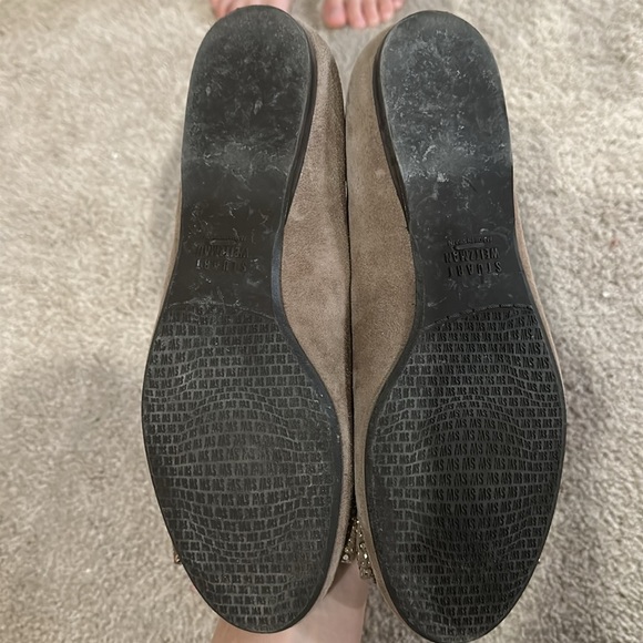 STUART WEITZMAN Tan Suede Sparkle Bow Flat 7 - Picture 5 of 5